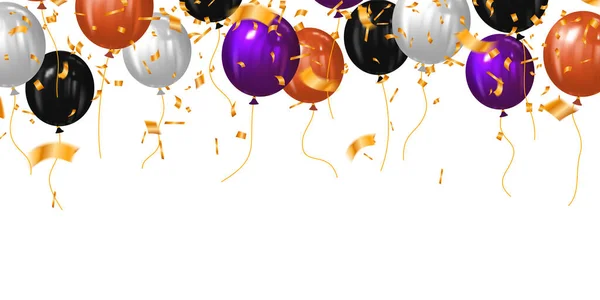 Ballonnen Halloween Witte Achtergrond Enge Luchtballon Voor Website Banner Template — Stockvector