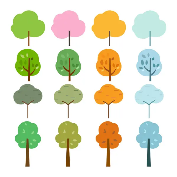 Árvore Quatro Épocas Ano Ilustração Vetor Primavera Verão Outono Inverno — Vetor de Stock