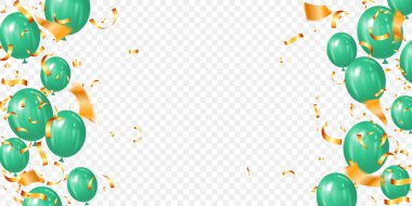 Yeşil balonların vektör çizimi tebrik kartları ya da doğum günü partisi için tasarlandı. Bahar zamanı