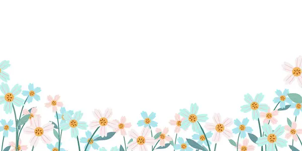 Horizontální Banner Nebo Pozadí Květinové Zdobené Nádhernými Pestrobarevnými Malými Květinami — Stockový vektor