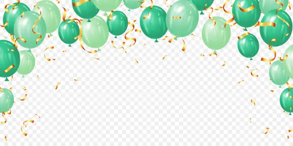 Viering Feest Banner Met Groene Ballonnen Achtergrond Vector Illustratie Kaart — Stockvector