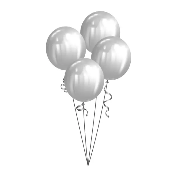 Bouquet Ballons Blancs Transparents Réalistes Illustration Vectorielle Ballons Brillants — Image vectorielle