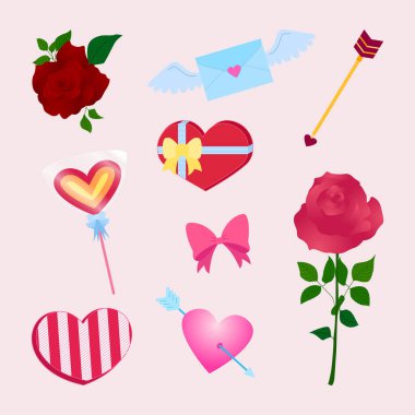 Sevgililer Günü için pembe arkaplanda izole edilmiş simge belirle