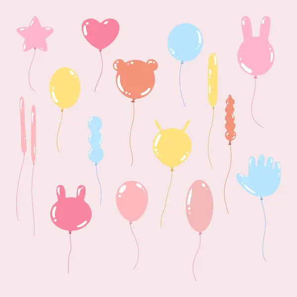 balloons icon for holiday and birthday party flat style vectoron pink background