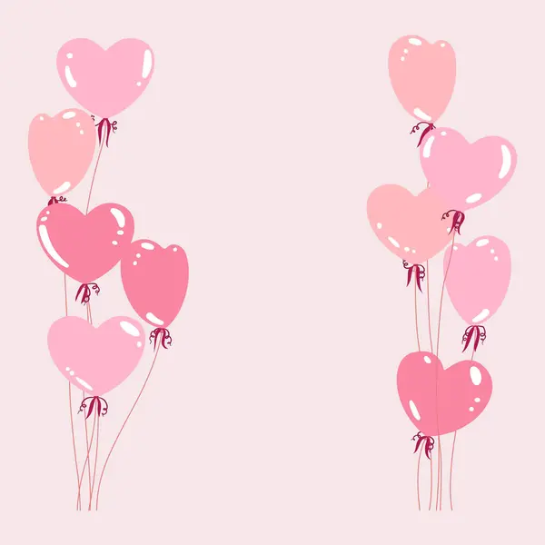 气球的心是扁平的 一些气球用于爱情 生日和聚会 带绳索的飞球 — 图库矢量图片#