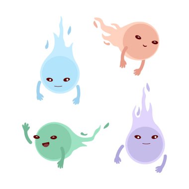 Japon ruh ateş topu hayaletleri, şeytan, youkai illüstrasyon