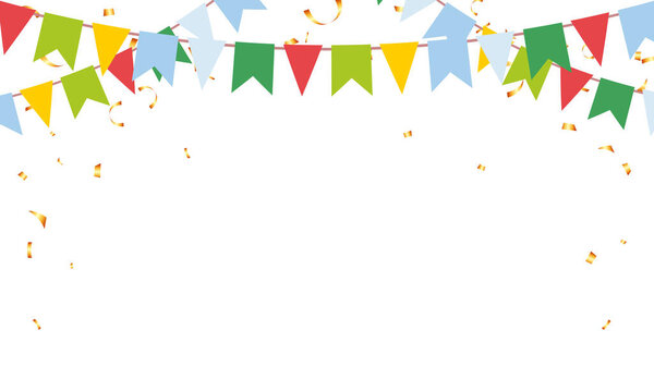 Banner of garlands flag and confetti for Christmas elements design vector Illustration holiday. congratulation