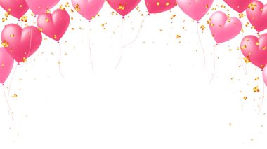 Gerçekçi kalp balonu kırmızı ve pembe, aşk konsepti, sevgililer günü, bayram, parti ve doğum günü sürprizi