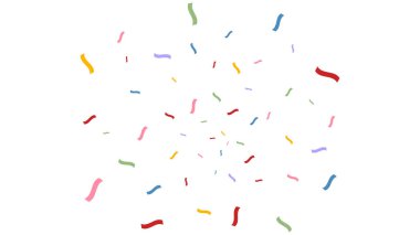 Patlama konfetisi tatil partisi, etkinlik, tebrik kartı, tebrik ve yıldönümü için izole edilmiş.