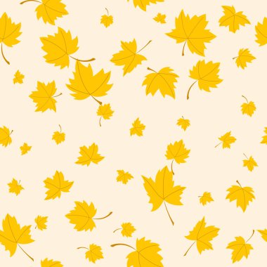 Sarı akçaağaç yapraklı kusursuz sonbahar. Duvar kağıdı, hediye kağıdı, tekstil, arkaplan özeti