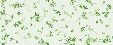 Organik bambu yaprağı, dikişsiz desenli arka plan. Modern fayans yeşili arkaplan