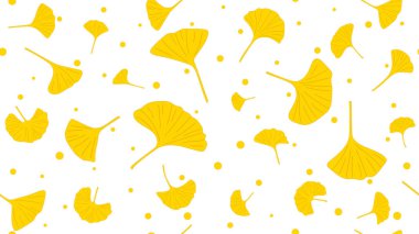 Duvar kağıdı, arkaplan, poster, afiş, sarı ginkgo biloba yapraklı botanik kartı düz tasarım. en az