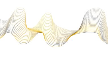 Tasarım için soyut gri ve sarı dalga elementleri. Biçimlendirilmiş çizgi sanatı arka plan vektör çizimi dinamiği