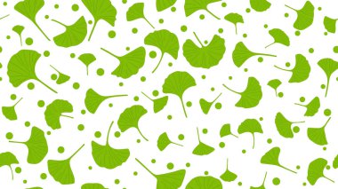 Yeşil ginkgo pürüzsüz iz bırakır. Vektör botanik illüstrasyon çiçek arkaplan duvar kağıdı tasarımı sonsuz