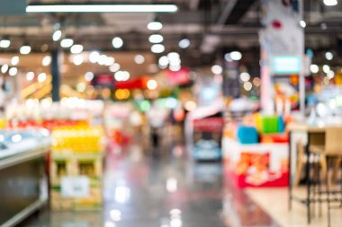 Alışveriş merkezindeki süpermarketin bulanık görüntüsü