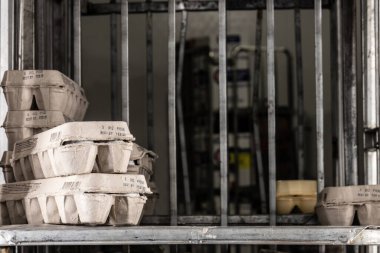 Egg display. Egg prices have gone up due to inflation and widespread bird flu.