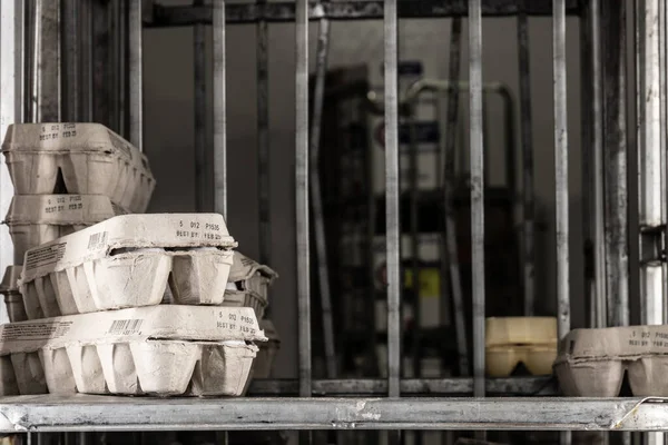 Egg display. Egg prices have gone up due to inflation and widespread bird flu.