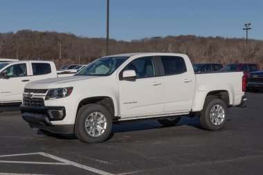 West Harrison - Circa February 2023: Chevrolet Colorado pickup display. Chevy offers the Colorado in the base LS, ZR2, Z71 and LT models.