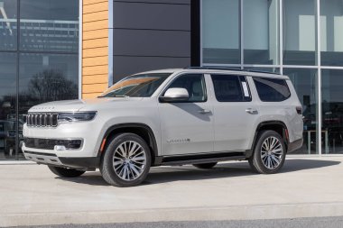 Tipton - Circa February 2023: Jeep Wagoneer display at a Stellantis dealership. Jeep offers the Wagoneer in Series I, II or III models.