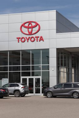Noblesville - Circa February 2023: Toyota car, SUV and EV dealer. Toyota sells popular vehicles such as the RAV4, Camry, Highlander, and Corolla.