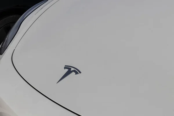 Indianápolis Circa Marzo 2023 Tesla Vehículos Eléctricos Exhibición Productos Tesla — Foto de Stock