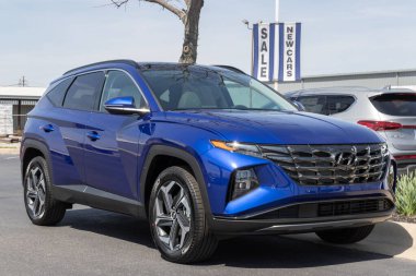 Lafayette - Nisan 2023: Hyundai Tucson bir galeride sergileniyor. Hyundai Tuscon 'a SE, SEL, XRT, N Line ve Limited modeller sunar..