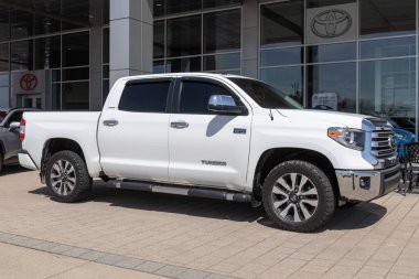 Lafayette - Nisan 2023: Toyota Tundra sergisi. Toyota, Tundra 'ya Double Cab ve CrewMax modelleri sunar..
