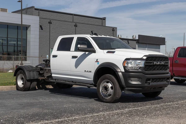 stock image Indianapolis - Circa April 2023: Ram 5500 Chassis Cab display at a dealership. Ram offers the 5500 with heavy duty HEMI or Turbo Diesel Engines.