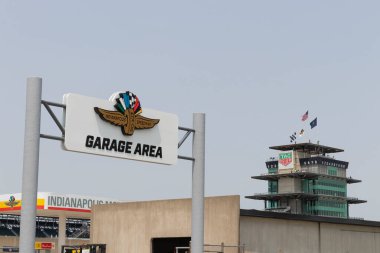 Indianapolis - Mayıs 2023: Indianapolis Motor Yarış Pisti 'nde IMS Pagoda. Pagoda, IMS ve motor sporlarında en çok tanınan yapılardan biridir..