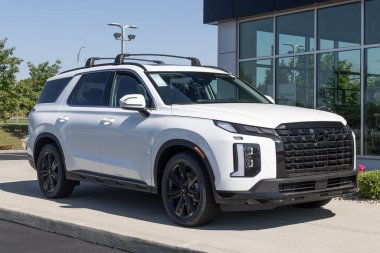 NoBlesville - Mayıs 2023: Hyundai Palisade bir galeride sergileniyor. Hyundai, SE, Limited, SEL, Kaligrafi ve XRT modellerinde Palisade sunar..