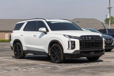 Avon - Haziran 2023: Hyundai Palisade sergilenmektedir. Hyundai, arz sorunlarıyla talebi karşılamak için kontörlü araba alıp satıyor..