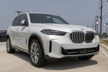 Lafayette - 18 Haziran 2023: BMW X5 Drive40i bir galeride sergileniyor. BMW X5 'i sDrive40i, xDrive50e, M80i ve M yarışma modellerinde sunar.