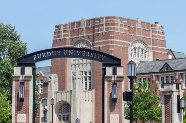 Batı Lafayette - 21 Haziran 2023: Purdue Üniversitesi Anma ve Karşılama Merkezi. Purdue, atletizm takımları Boilermakers olan bir devlet üniversitesi..