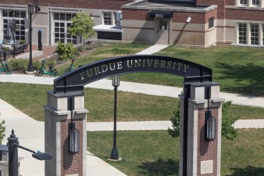 Batı Lafayette - 21 Haziran 2023: Purdue Üniversitesi Anma ve Karşılama Merkezi. Purdue, atletizm takımları Boilermakers olan bir devlet üniversitesi..