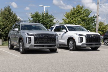 Avon - 30 Temmuz 2023: Hyundai Palisade bir galeride sergileniyor. Hyundai, SE, Limited, SEL, Kaligrafi ve XRT modellerinde Palisade sunar..