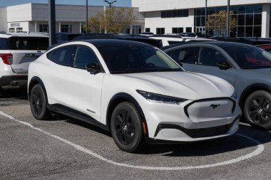 Balıkçılar - 22 Ekim 2023: Ford Mach-E Mustang SUV ekran. Ford Mach-E 'yi 