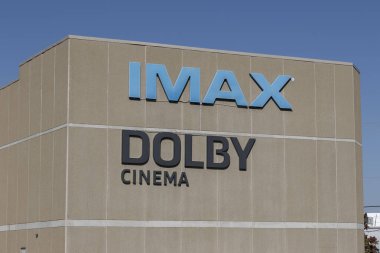 Indianapolis - 2 Kasım 2023: IMAX Film ve Dolby Sineması. IMAX ve Dolby Cinema, film ve film sunan büyük format sistemleridir..