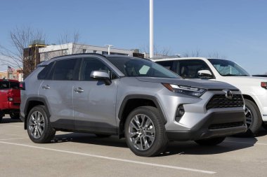 Lafayette - November 16, 2023: Toyota RAV4 display at a dealership. Toyota offers the RAV4 in LE, XLE, Adventure and Limited models. clipart