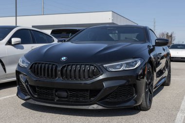 Indianapolis - 25 Şubat 2024: Kullanılmış BMW 8 Serisi M850i xDrive ekran. Arz sorunlarıyla, BMW talebi karşılamak için kontörlü araba alıp satıyor. MY:2019