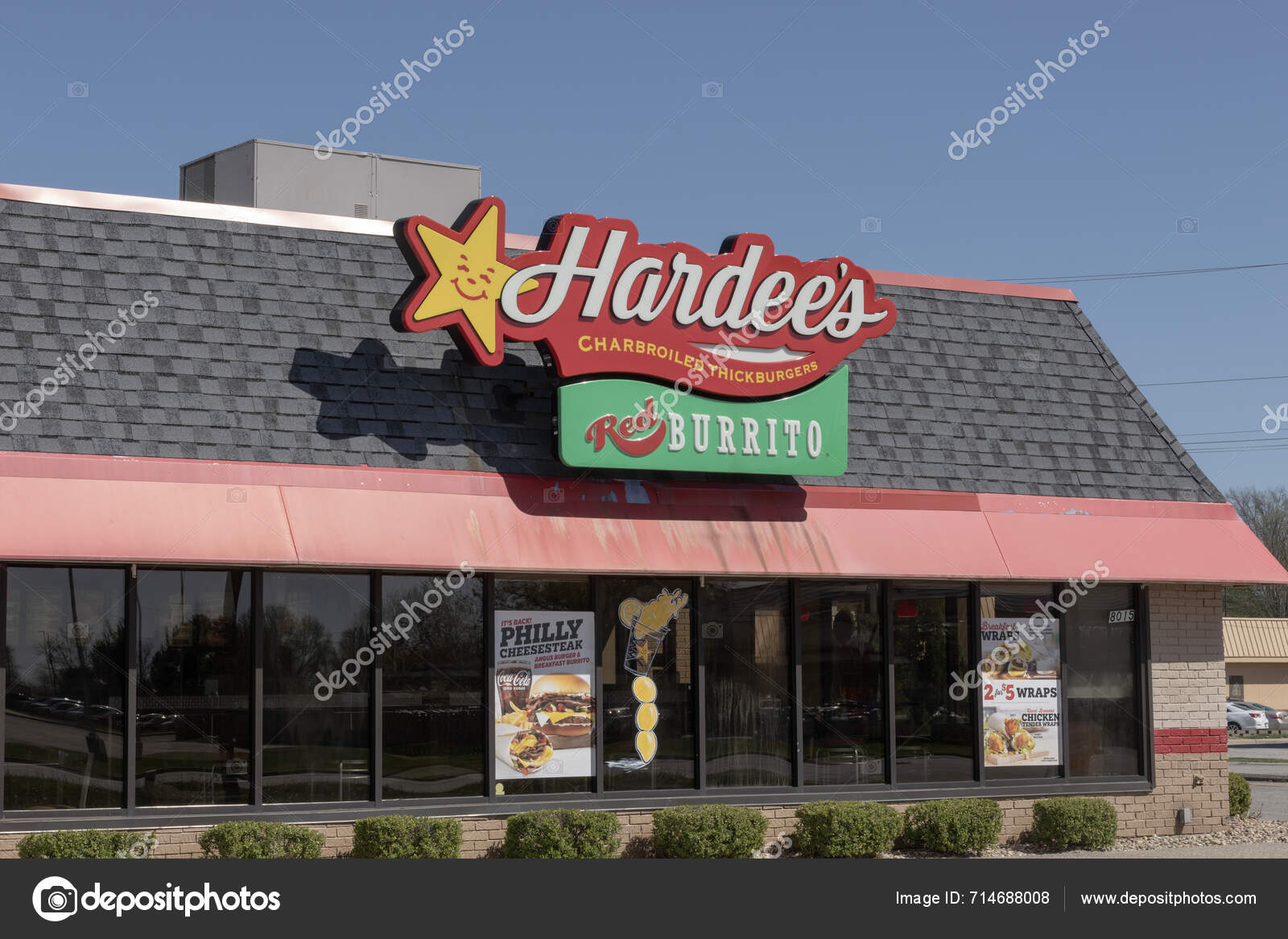 Indianápolis Abril 2024 Hardee Fast Food Restaurante Location Hardee