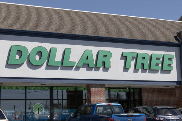 Индиана - 13 апреля 2024 года: дисконтный магазин Tree. Dollar Tree предлагает эклектичную смесь продуктов за доллар и четверть.
