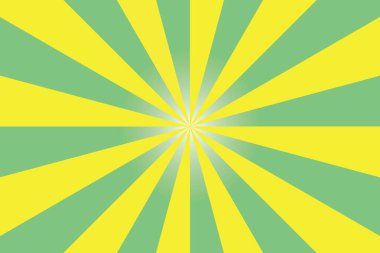 Sarı ışınlı ve yeşil radyal eğimli güneş patlaması vektörü. Işınlar ve eğim düzenlenebilir.