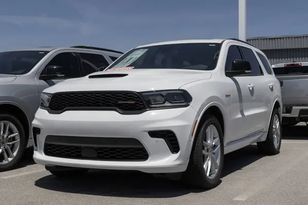 stock image Lafayette - June 11, 2024: Dodge Durango RT Plus display at a dealership. Dodge offers the Durango with a 5.7L Hemi V8 engine. MY:2024