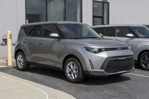 stock image Avon - June 16, 2024: Kia Soul S display at a dealership. Kia offers the Soul with a 2.0L 4-cylinder engine. MY:2024