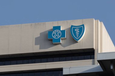 Detroit - 13 Temmuz 2024: Blue Cross Blue Shield Michigan karargahı. BCBSM Michigan 'da sağlık sigortası sağlıyor.