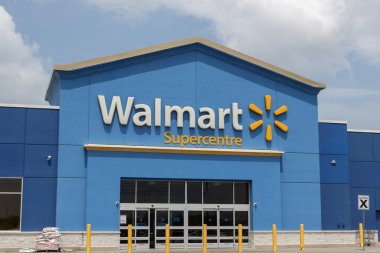 Windsor, ONT - July 12, 2024: Walmart Canada discount Supercentre. Walmart offers goods in local stores, on the internet, and on its Walmart app.