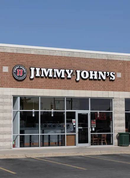 stock image Niles - August 22, 2024: Jimmy John's Gourmet Sandwich Restaurant. Jimmy John's is known for their fast delivery.