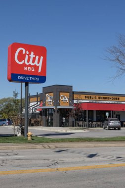 Lafayette - 2 Ekim 2024: City Barbekü Barbekü Restoranı. Şehir Barbeküsü 'nde ızgara ve tütsülenmiş et servis edilir..