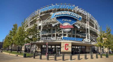 Cleveland - 18 Ekim 2024, Yenilikçi Alan Panoraması, Cleveland Koruyucuları 'nın evi. İlerleme Alanı 1994 'ten beri MLB Koruyucularına ev sahipliği yapıyor..