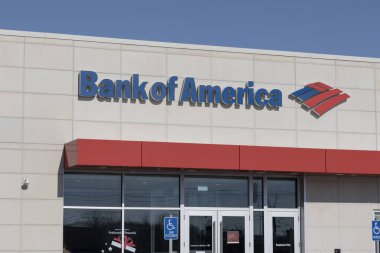 Fishers - January 17, 2025: Bank of America investment bank and loan branch. Bank of America is also known as BofA or BAC. clipart